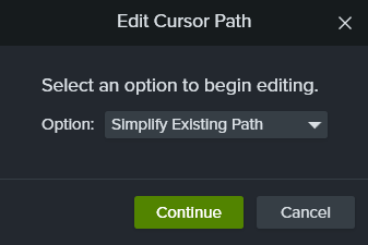 Selecione uma opção de caminho do cursor para editar