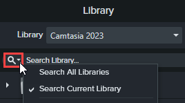 Library search dropdown
