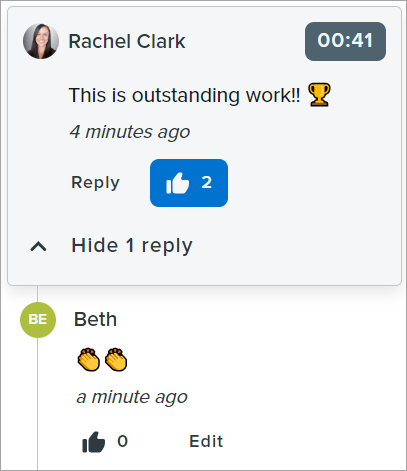 Emoji reply example for praise