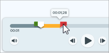 The end selection handle on the right side of the playhead