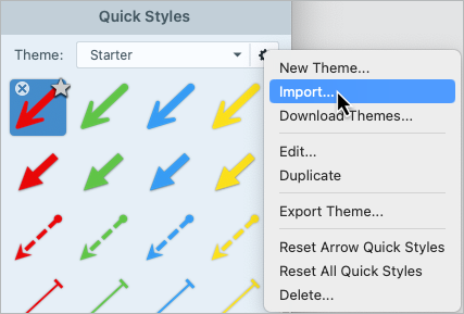 Opção Importar tema no Mac