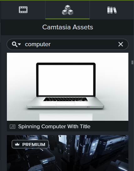 Camtasia Assets search results
