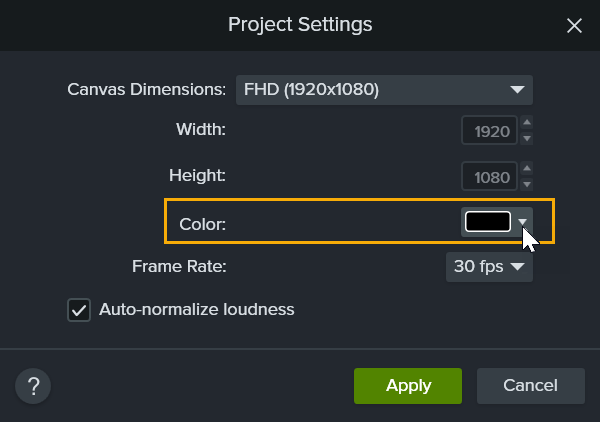 Color dropdown in Project Settings