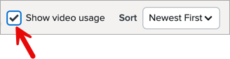 Show video usage checkbox