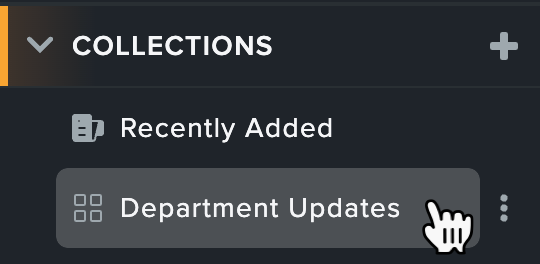 Collections section with a collection name highlighted