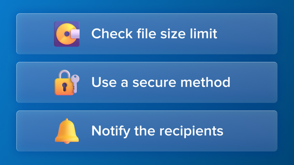 Graphic of the three tips for sending large video files through email.