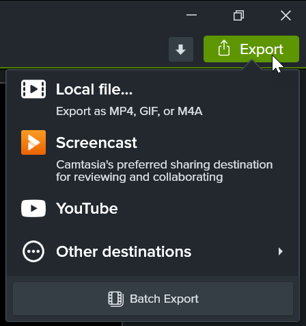 Export menu