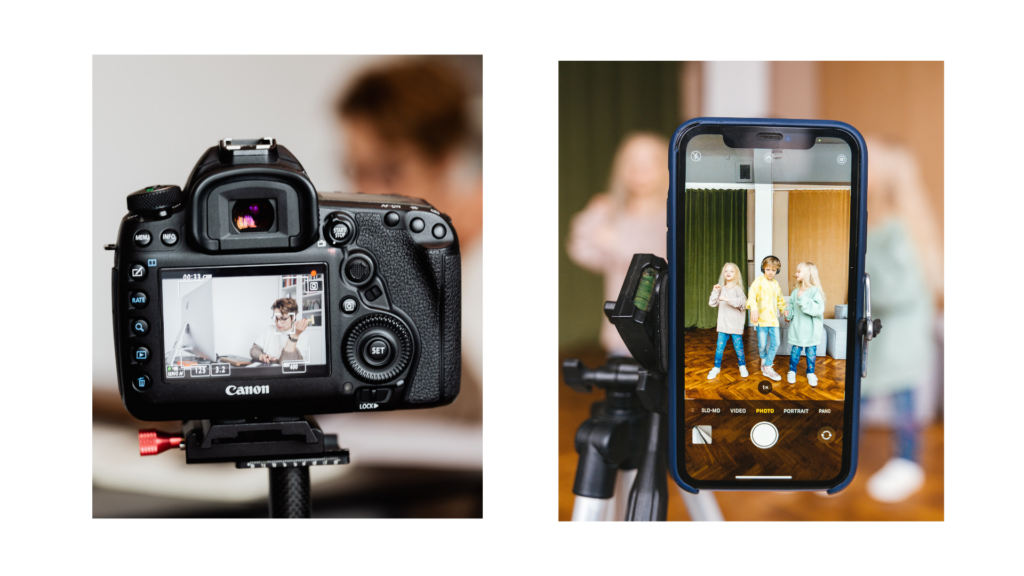 a DSLR camera and a smartphone camera