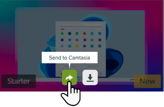 Botão Enviar para o Camtasia em um modelo do site do Assets