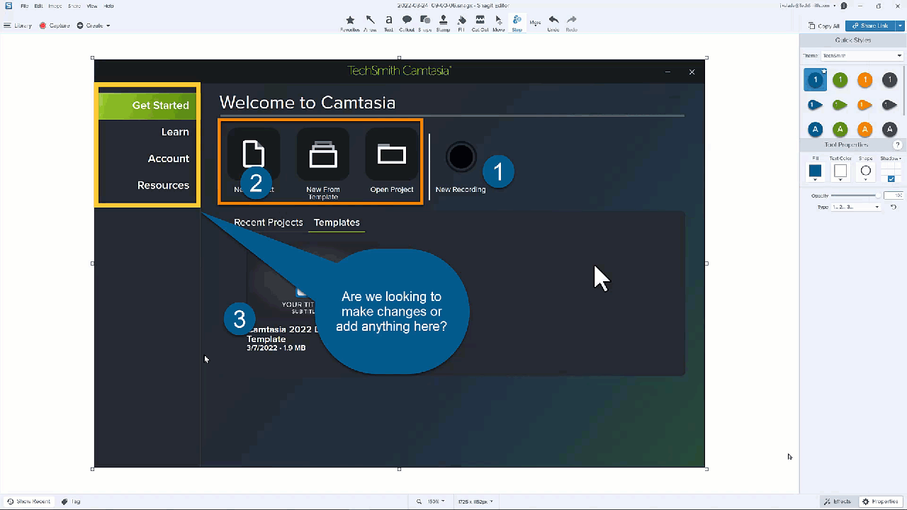 GIF of the Share Link button in Snagit