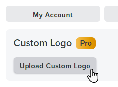 Screencast settings page with cursor over the Upload Custom Logo button