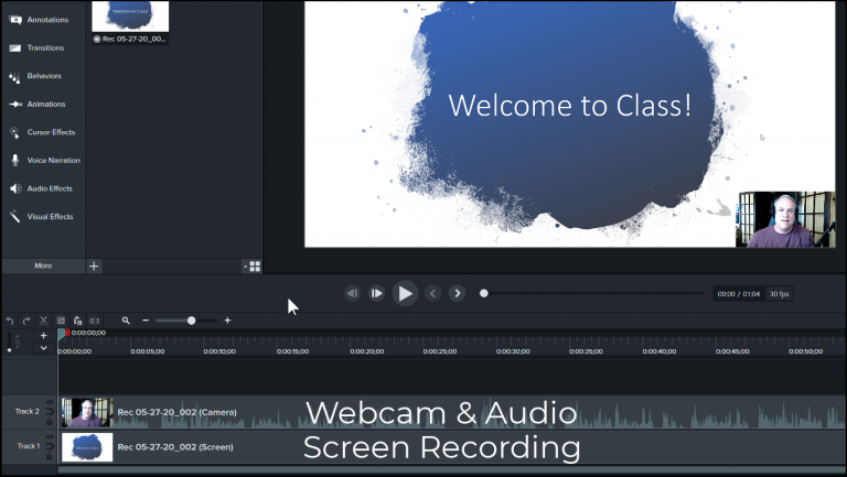 Camtasia editor with media on the timeline