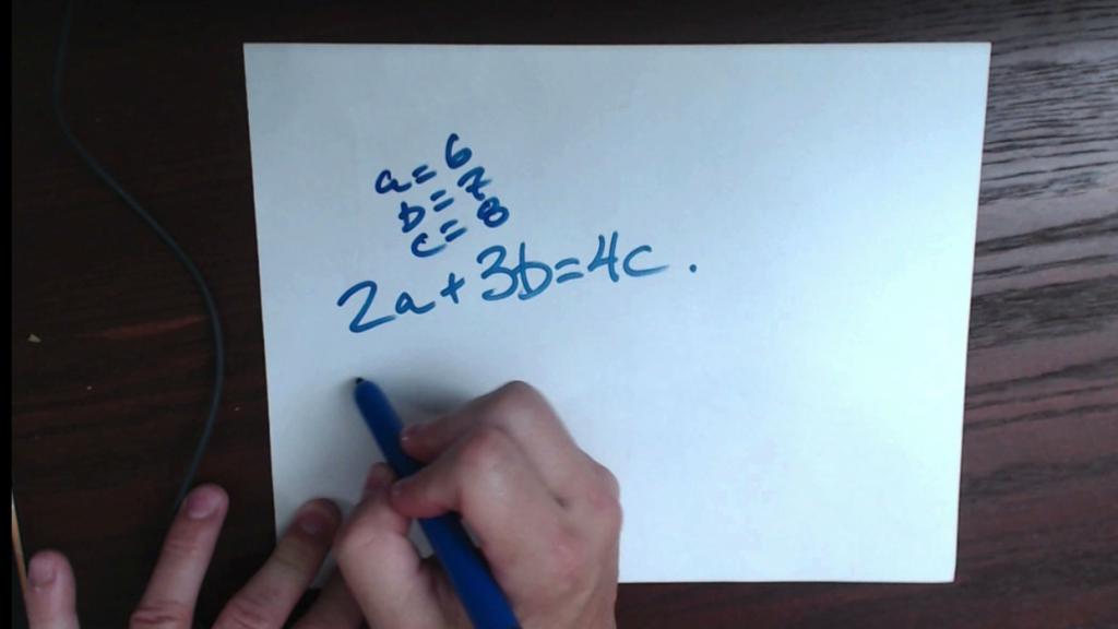 White paper with the Pythagorean theorem