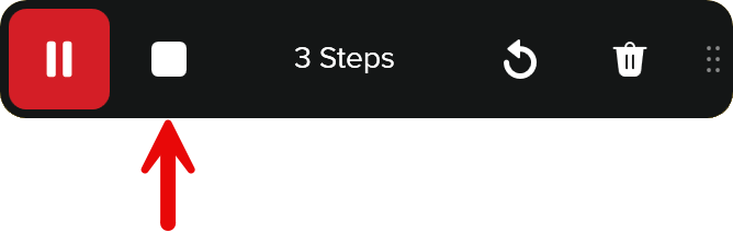 Bouton Stop dans la barre d’outils Capture par étapes