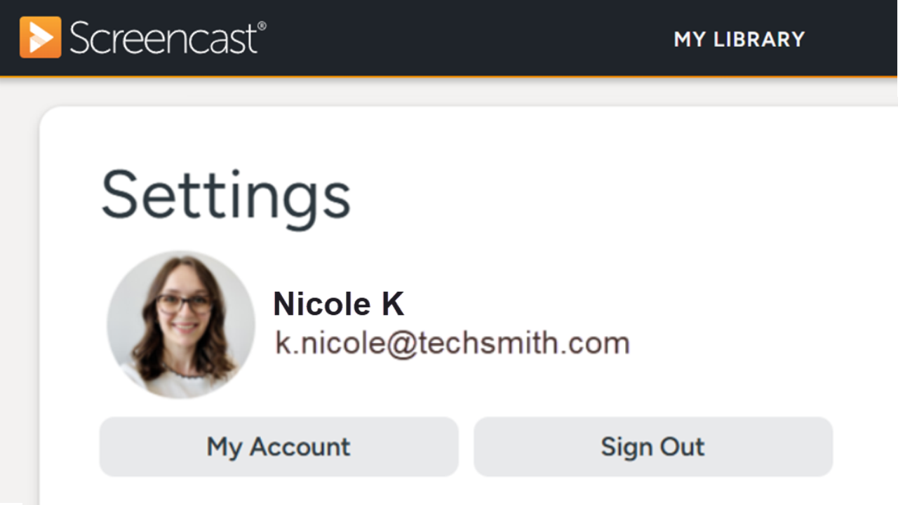 Screencast Account Settings