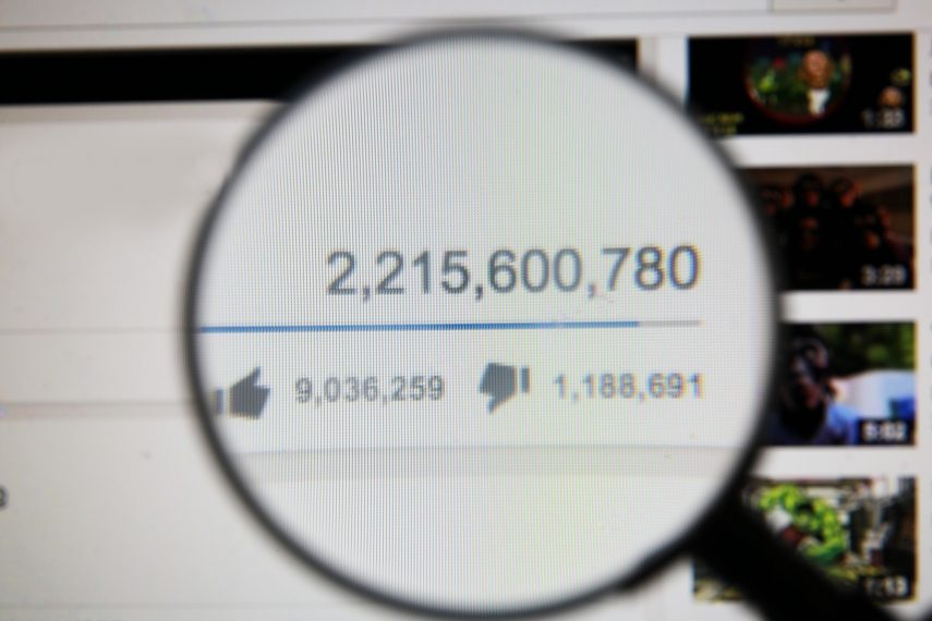 screenshot of YouTube subscriber count