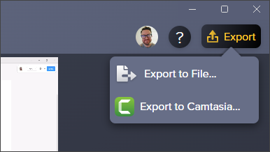 Capture d’écran du menu d’exportation d’Audiate