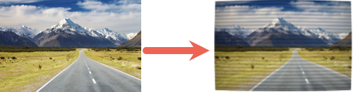 CRT monitor effect before and after example