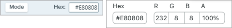 HEX or RGB value fields