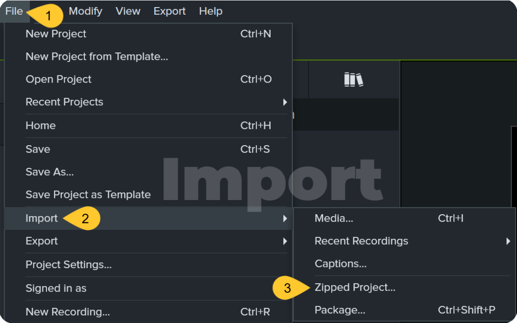 Import Zipped Project