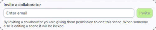 Screenshot of the scene collaborator invite field in Camtasia online