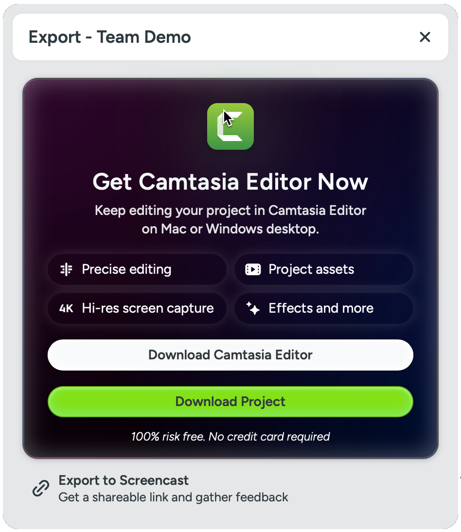 Export options on Safari