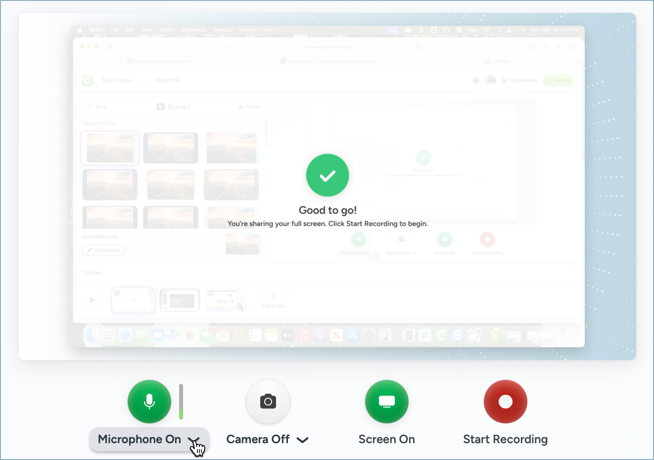 Recording stream toggle buttons