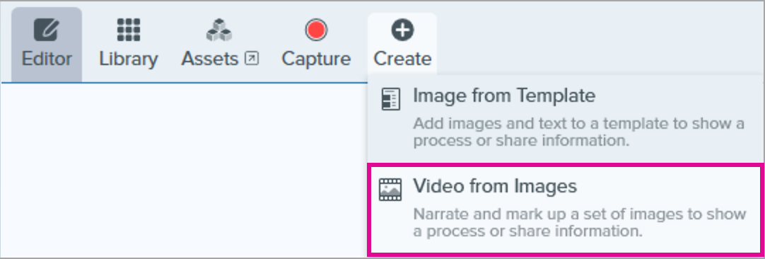Create button and options