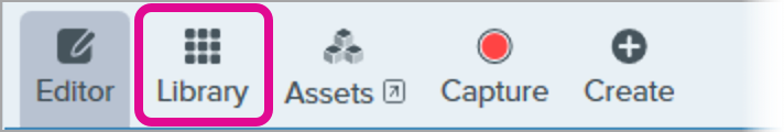 Library button in the Editor toolbar