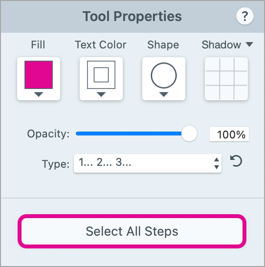 Select All Steps button on Mac