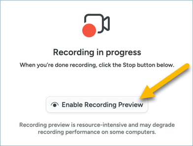 Enable Recording Preview button