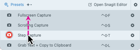Drag to reorder presets on Mac
