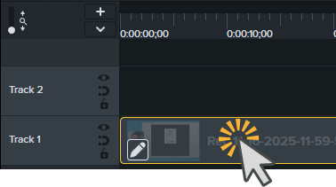click to select media on timeline