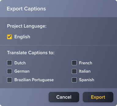 Exportdialog für Untertitel