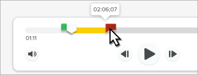 The end selection handle on the right side of the playhead