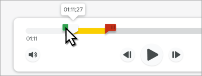 The start selection handle on the left side of the playhead
