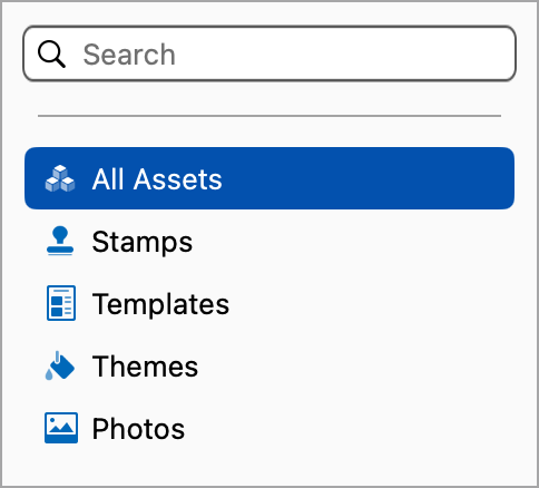 Asset categories in Snagit for Mac