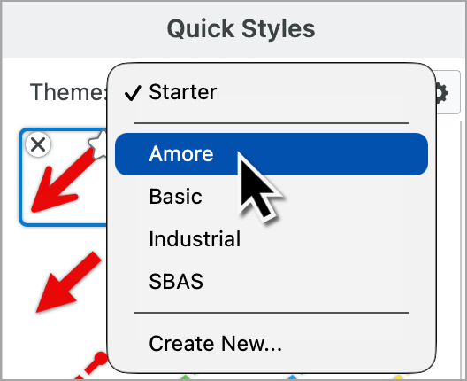 Theme dropdown in Quick Styles