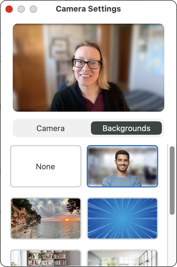 Camera background settings on Mac