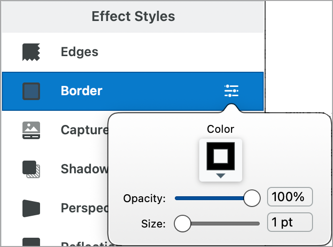 Border effect in Snagit Mac