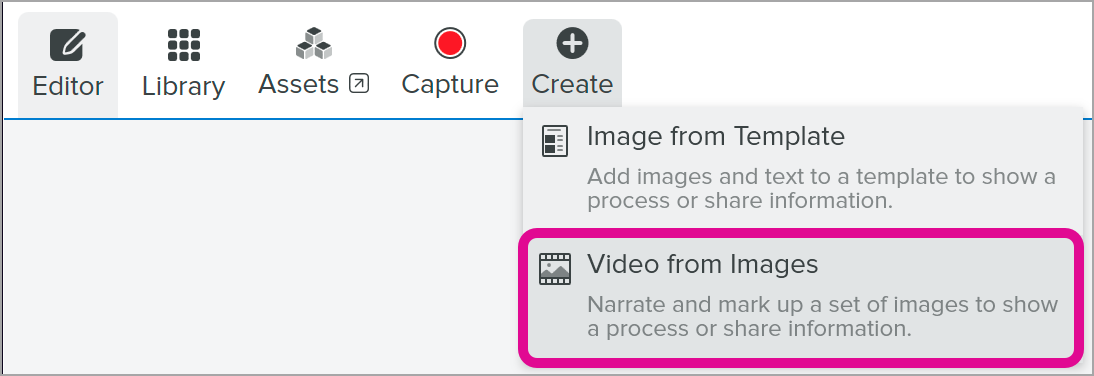 Create button and options