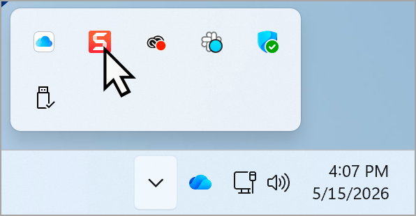 通知領域の Snagit アイコン