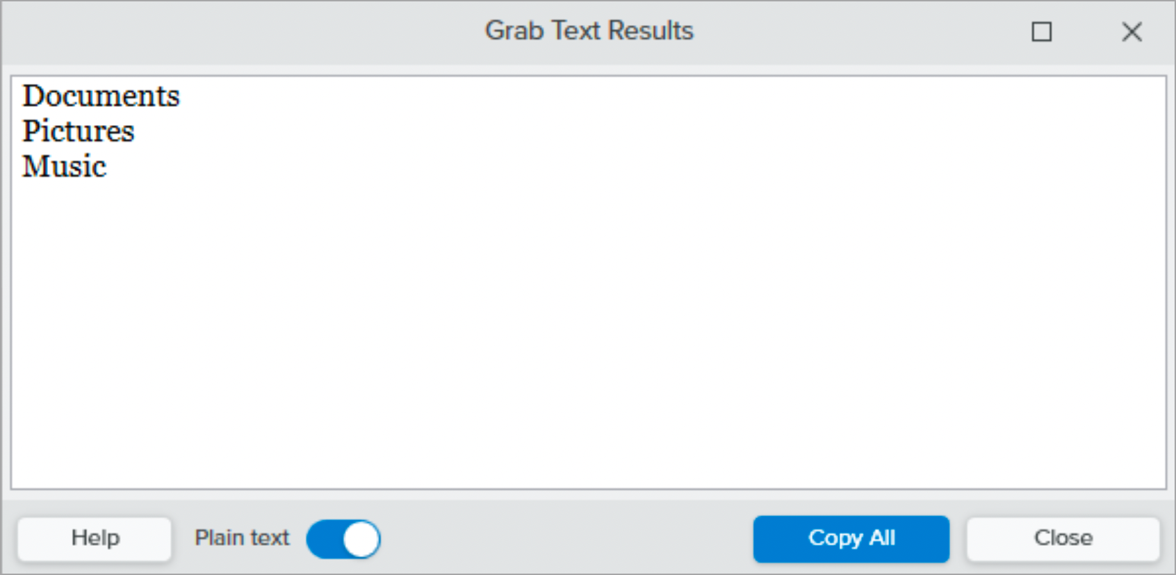 Plain text toggle on