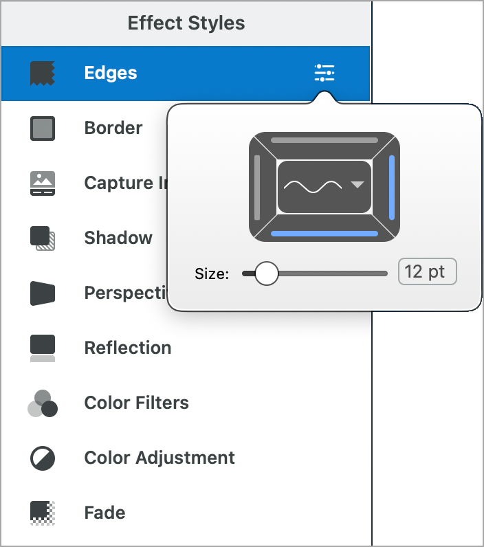 Effect dropdown on Mac