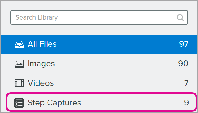Step Captures category in the Snagit Library