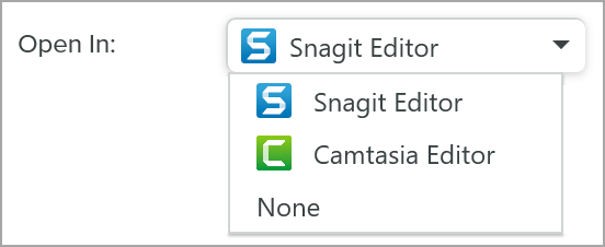 Open In dropdown menu