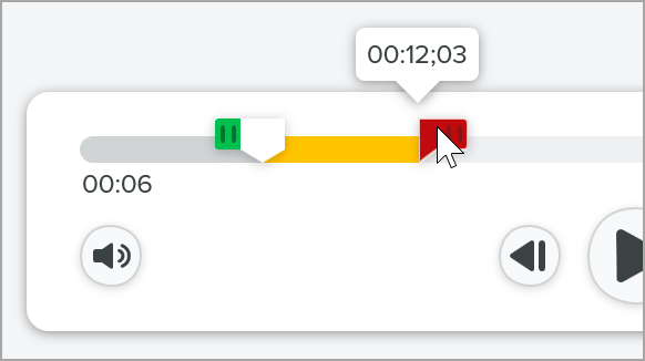 The end selection handle on the right side of the playhead