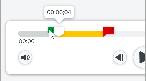 The start selection handle on the left side of the playhead