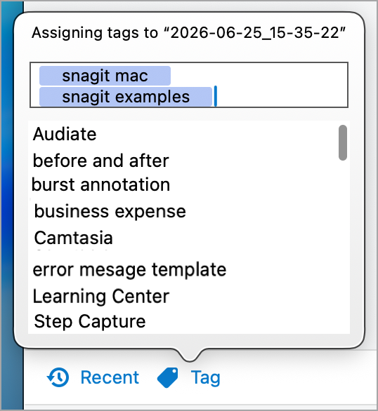 Tags added on Mac