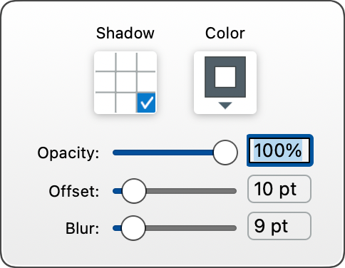 Shadow properties on Mac